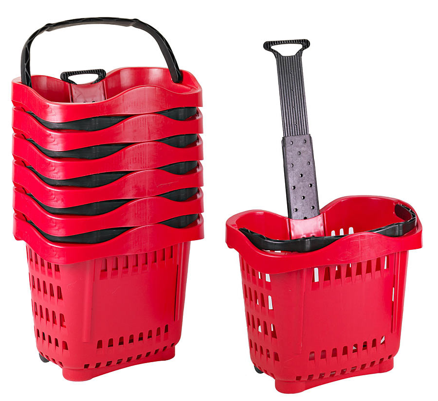 43 Liter 100% Polypropylene Rolling Plastic Shopping Hand Baskets