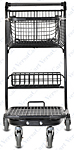 EXpress3500 black metal shopping cart with rear basket front view