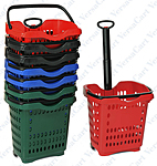 Plastic Rolling Grocercy Shopping Hand Basket