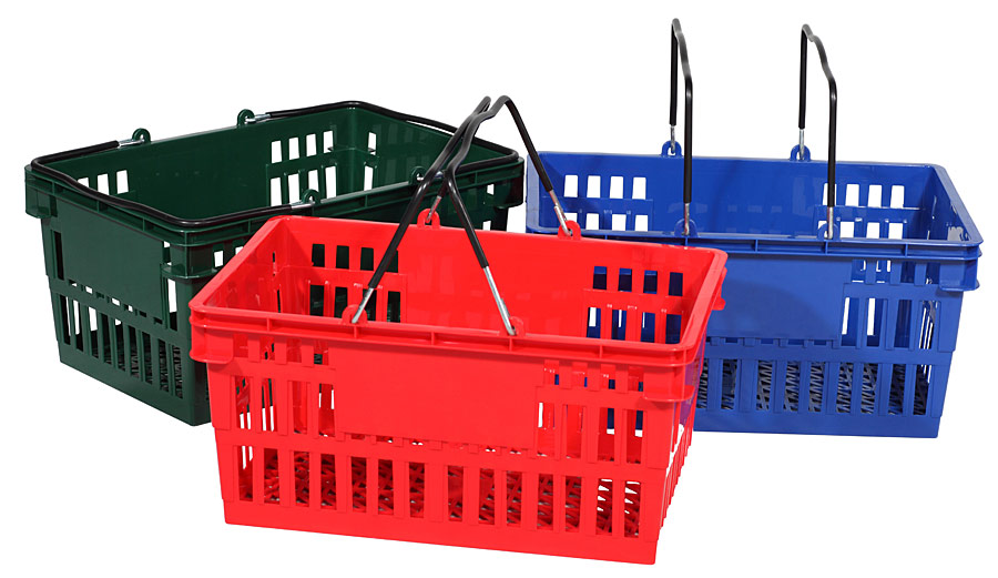 Plastic Hand Baskets with Wire Handles 26 Liters