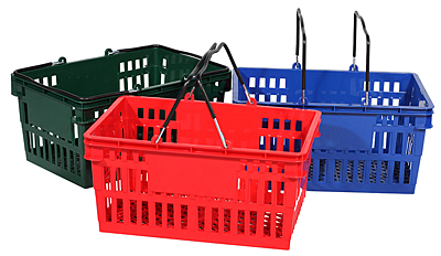 Plastic Hand Baskets with Wire Handles 26 Liters