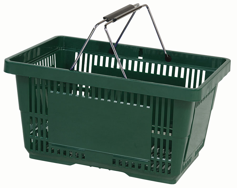 Plastic Hand Baskets with Wire Handles 28 Liters